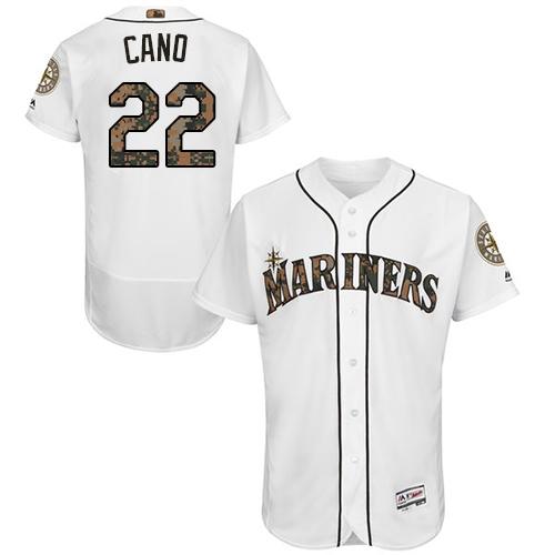 Mariners #22 Robinson Cano White Flexbase Authentic Collection Memorial Day Stitched MLB Jersey